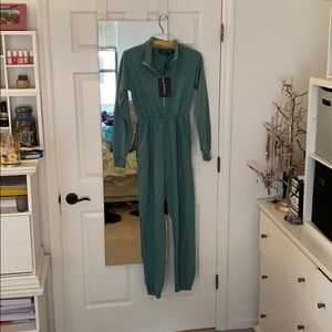 Zip up sweat jumpsuit
